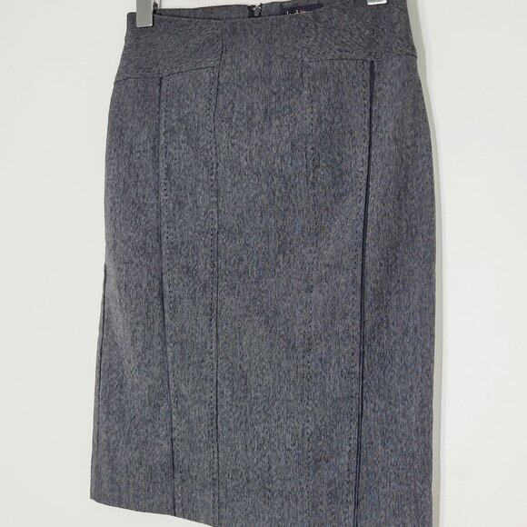 le chateau Black White Zipper Back Plated Pencil Business Casual Skirt Size 1/2 - Picture 5 of 11